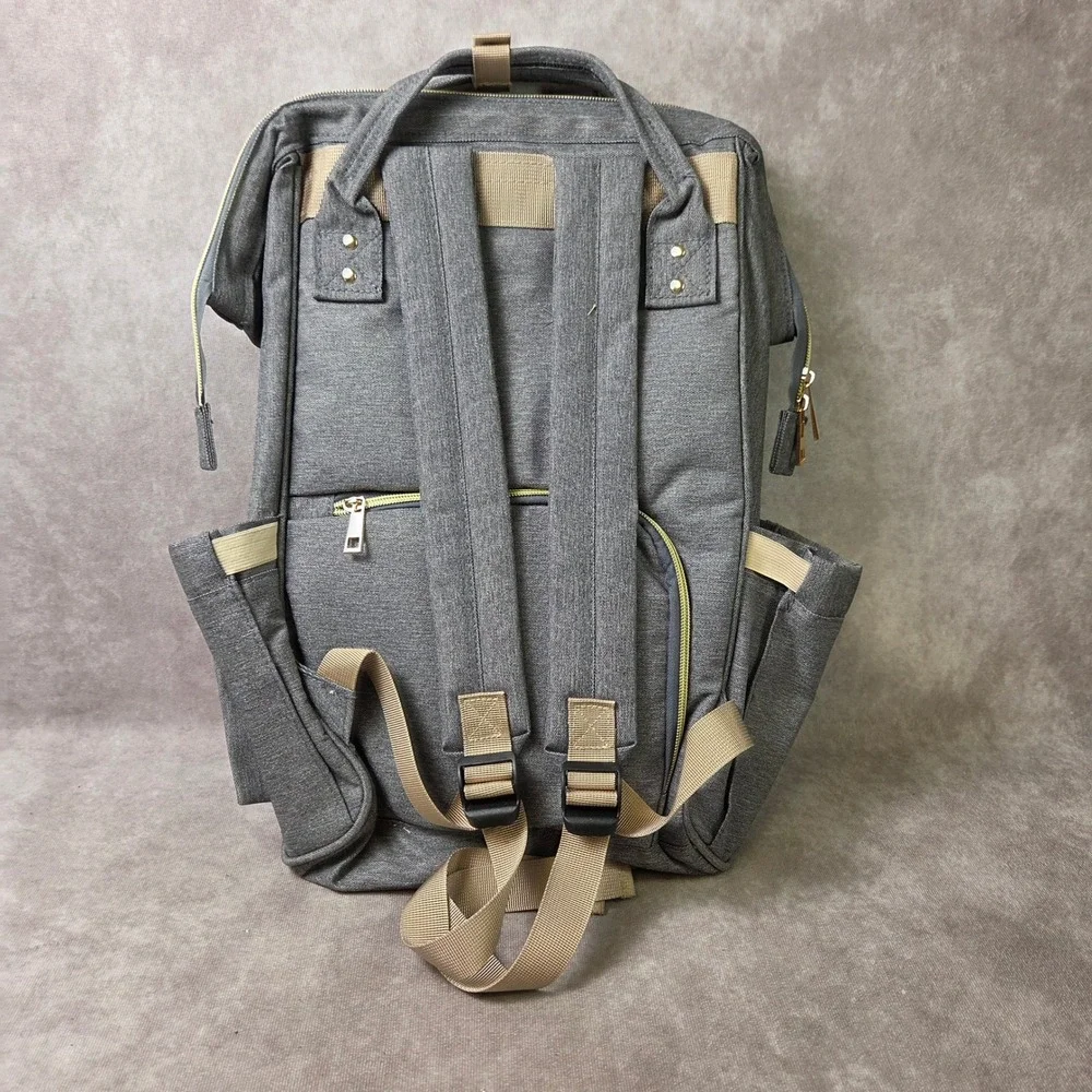 Taylor'd Baby Diaper Bag Backpack Grey Heathered Insulated Pockets Waterproof